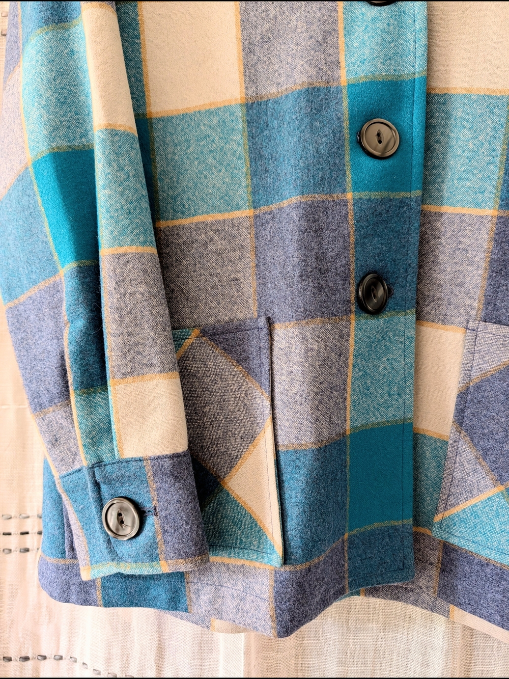 Pendleton Vintage 49er women's wool Jacket Blazer Blue Plaid, Like New - Picture 4 of 5